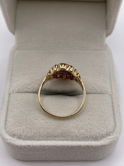 9ct gold amethyst cluster ring
