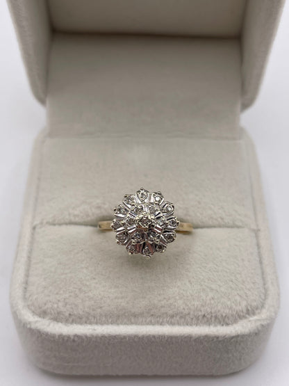 9ct gold diamond cluster ring