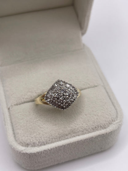 9ct gold diamond cluster ring
