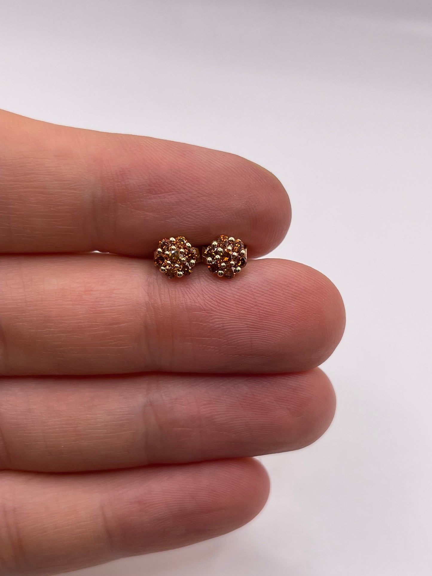 9ct gold diamond cluster earrings