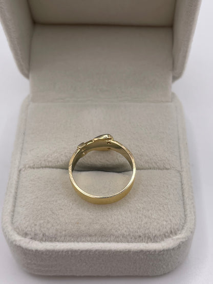 9ct gold cz buckle ring