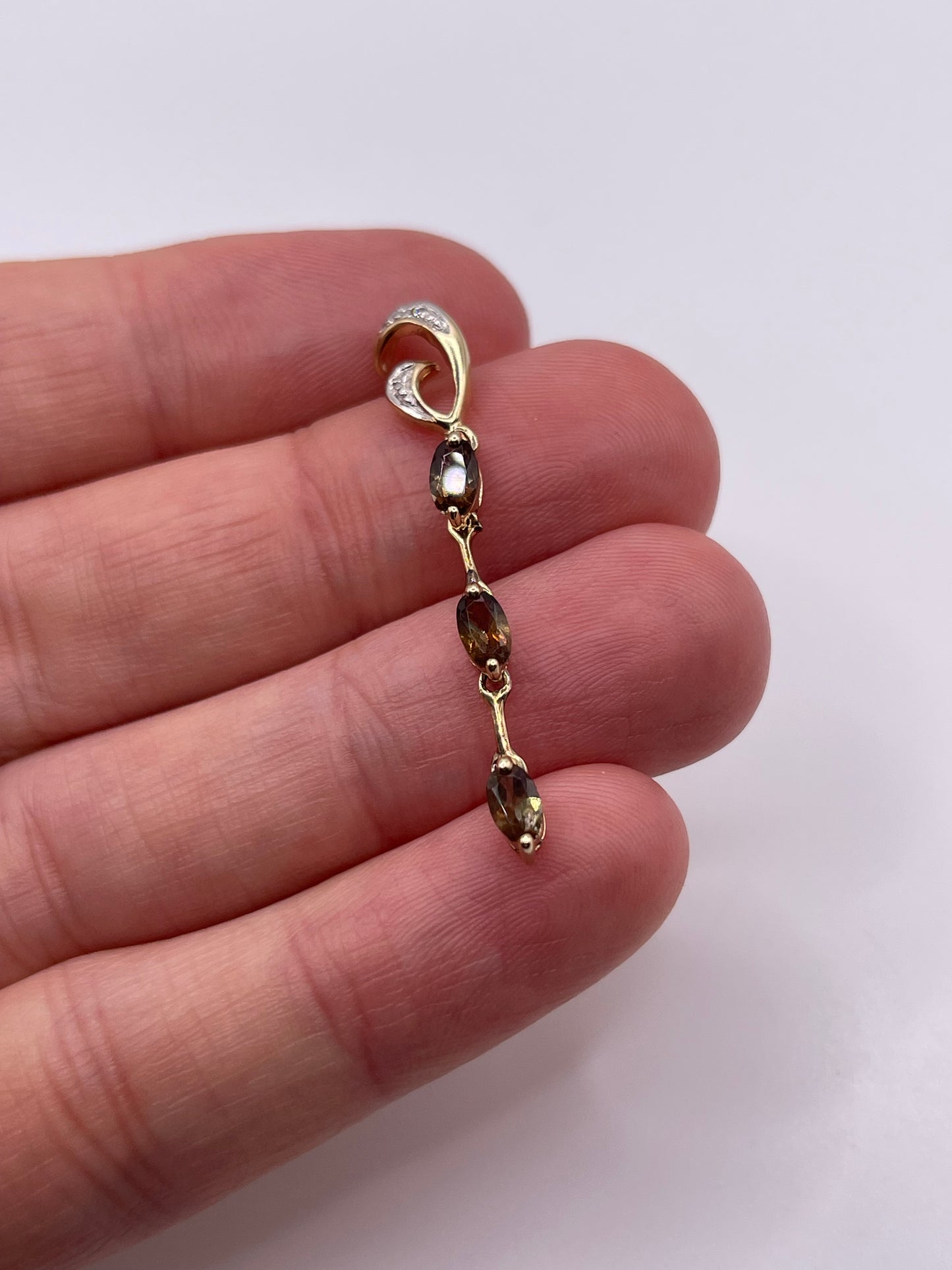 9ct gold andalusite and diamond pendant