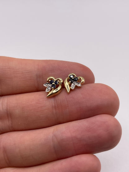 9ct gold sapphire and diamond earrings
