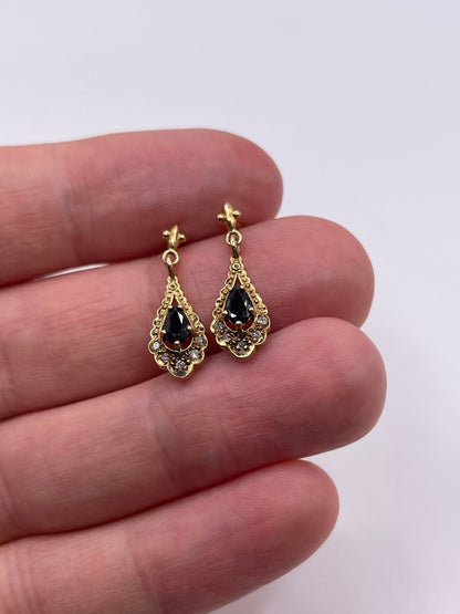 9ct gold sapphire and diamond earrings