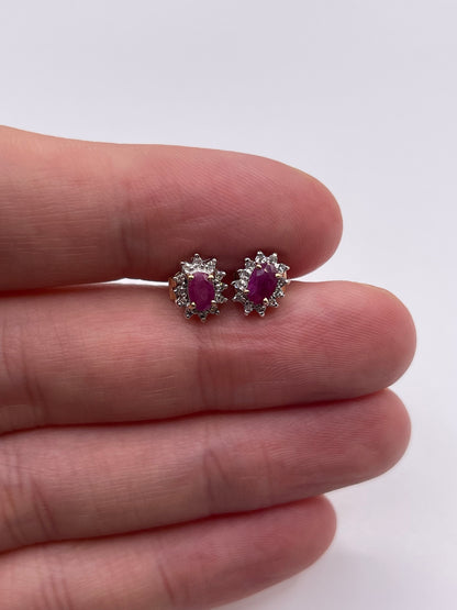 9ct gold ruby and diamond earrings