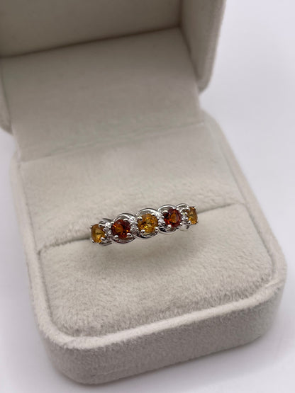 9ct white gold citrine and diamond ring