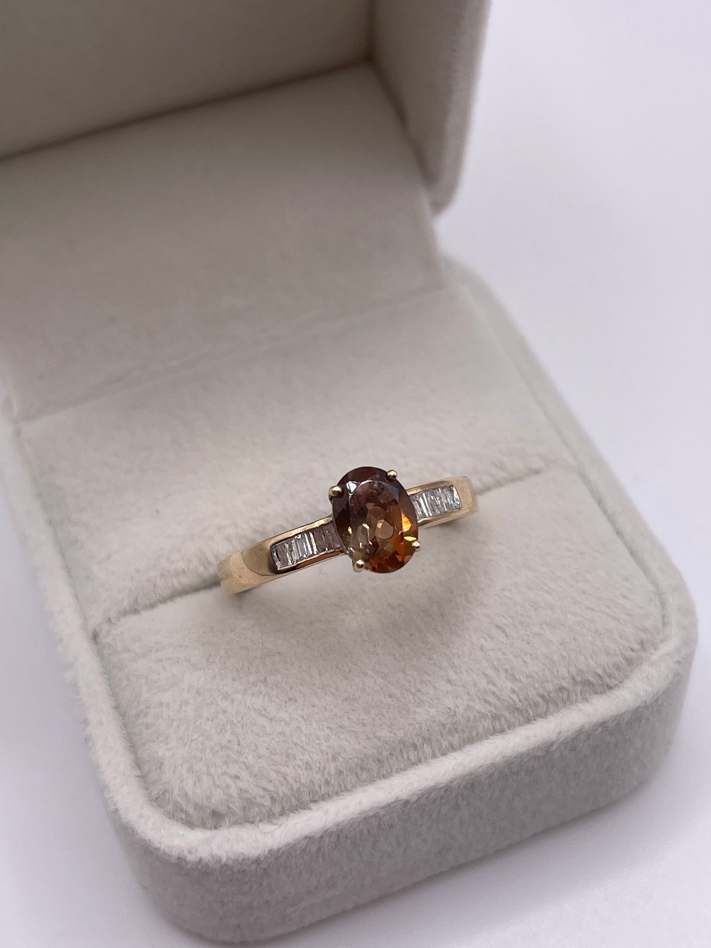 9ct gold andalusite and diamond ring