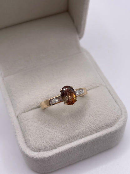 9ct gold andalusite and diamond ring