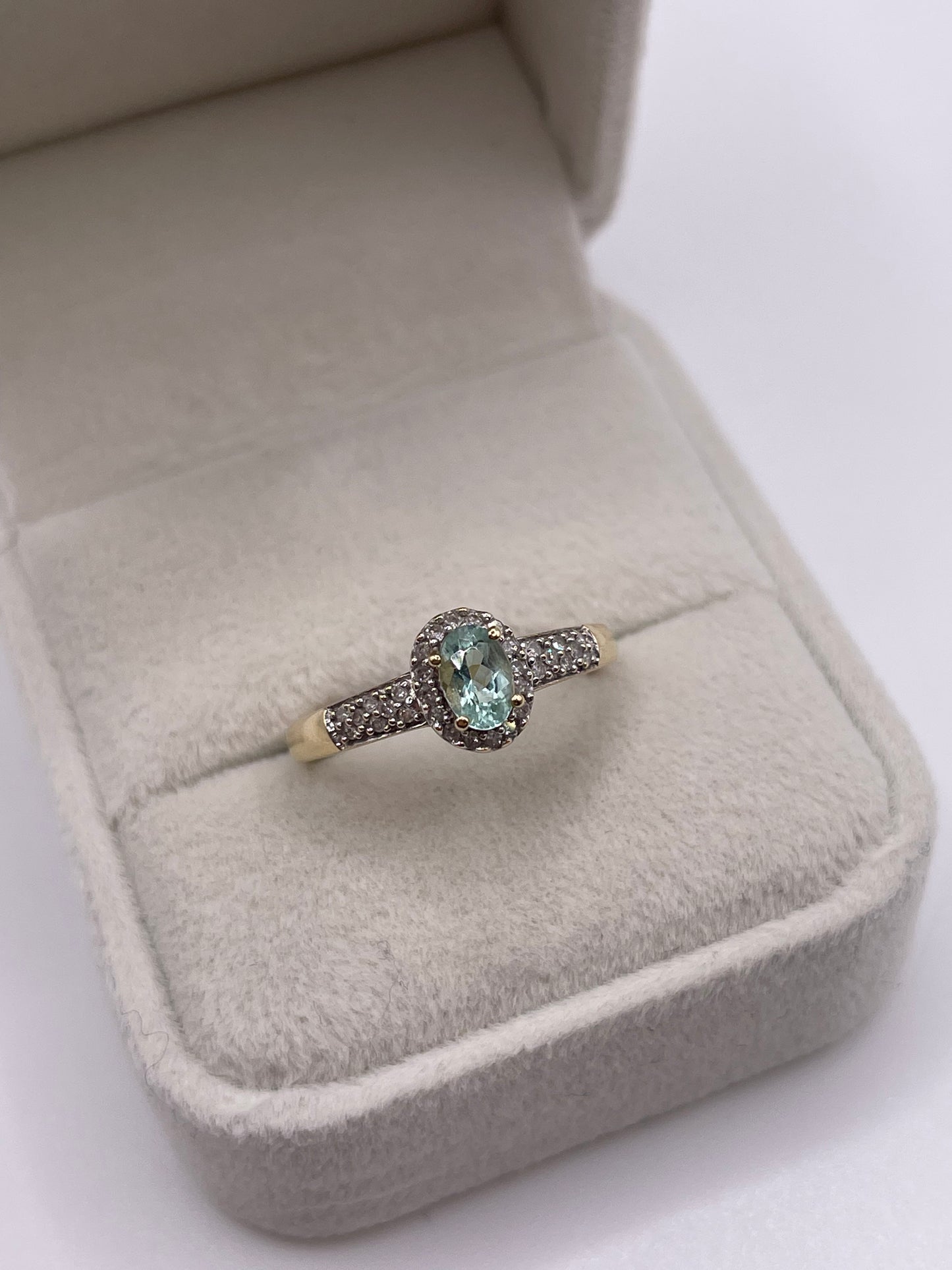 9ct gold tourmaline and diamond ring