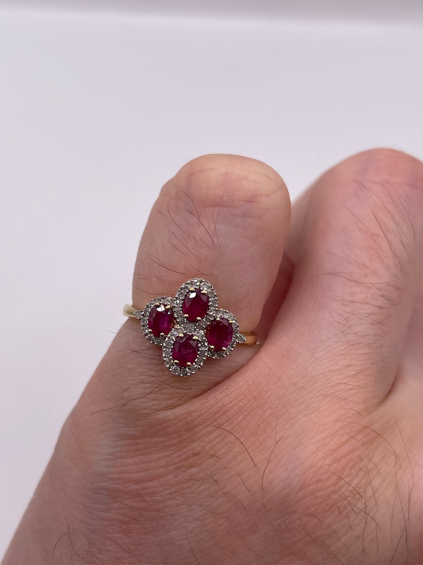 9ct gold ruby and diamond ring