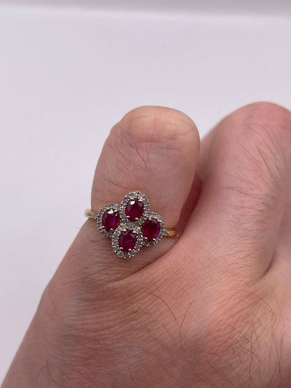 9ct gold ruby and diamond ring