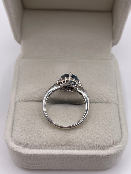 9ct white gold topaz and diamond ring