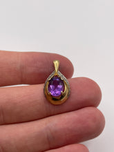 Load image into Gallery viewer, 9ct gold amethyst and diamond pendant

