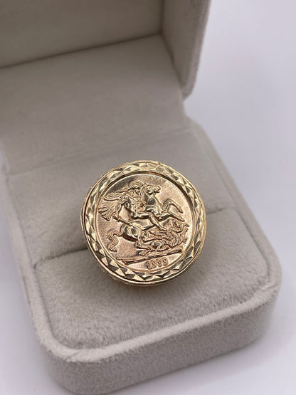 9ct gold St George medallion ring