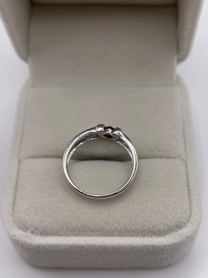9ct white gold ruby and diamond ring
