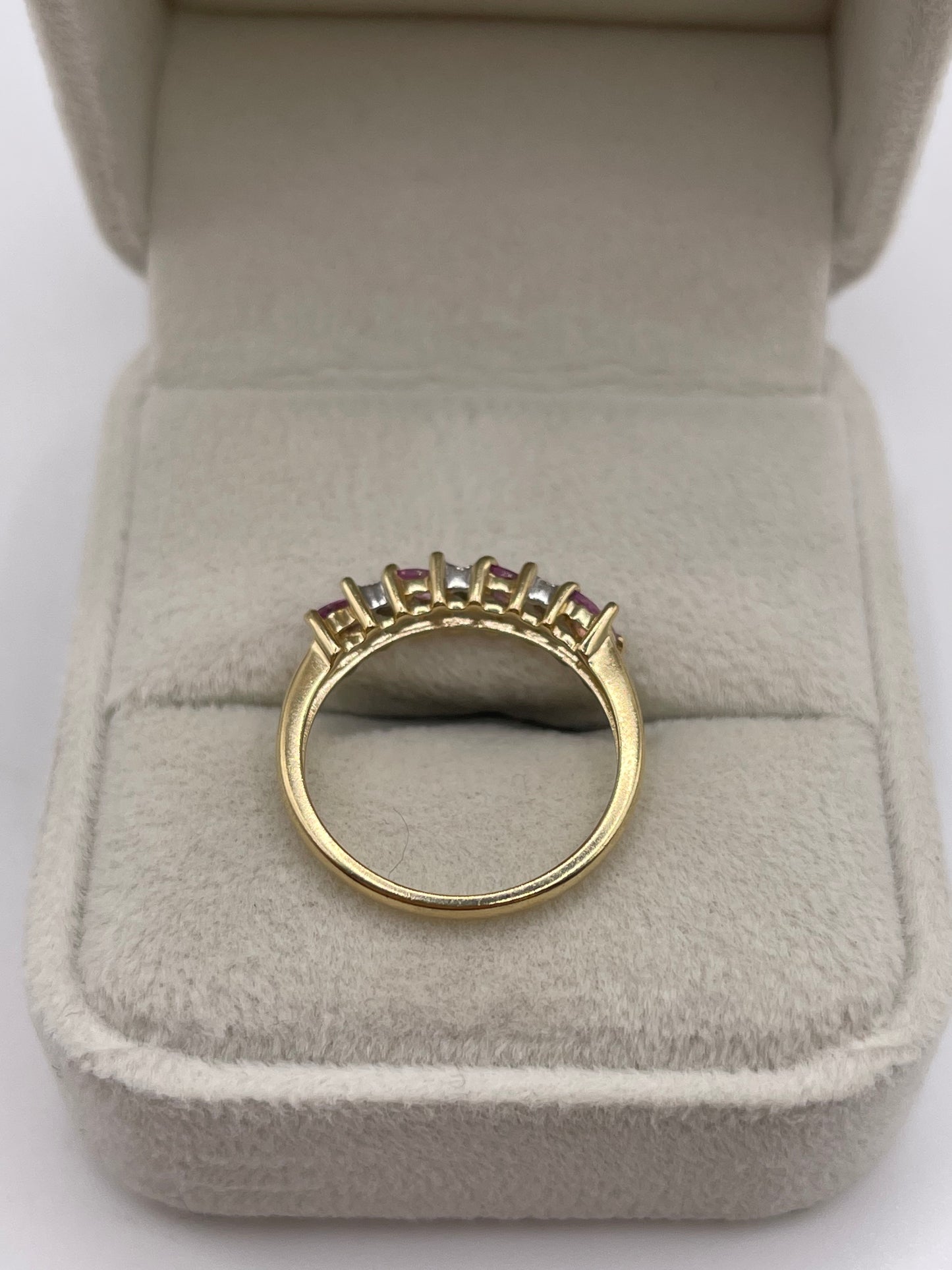 9ct gold pink sapphire and diamond ring