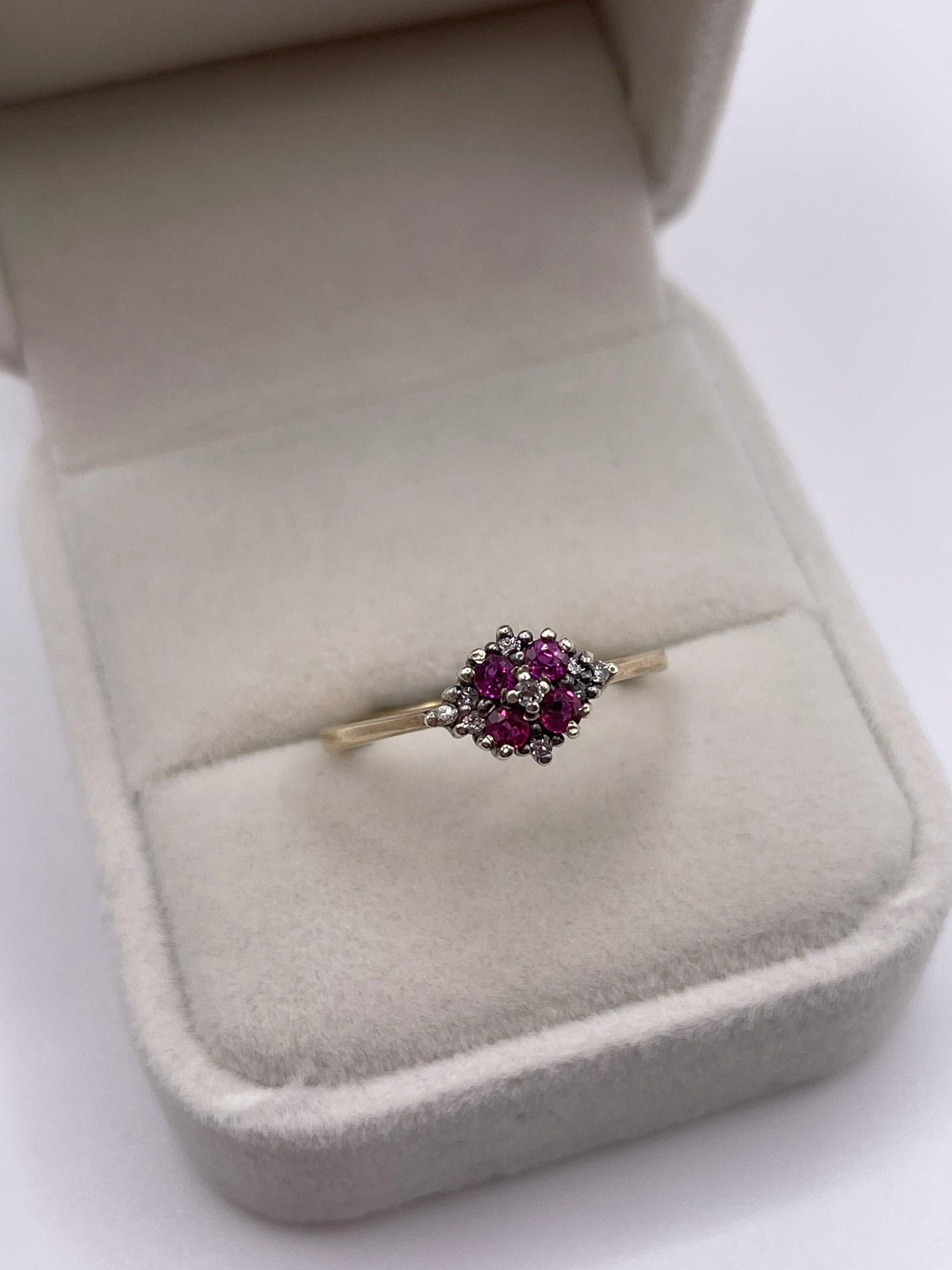 9ct gold ruby and diamond ring