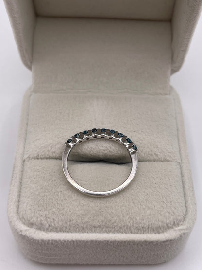 9ct white gold blue diamond ring