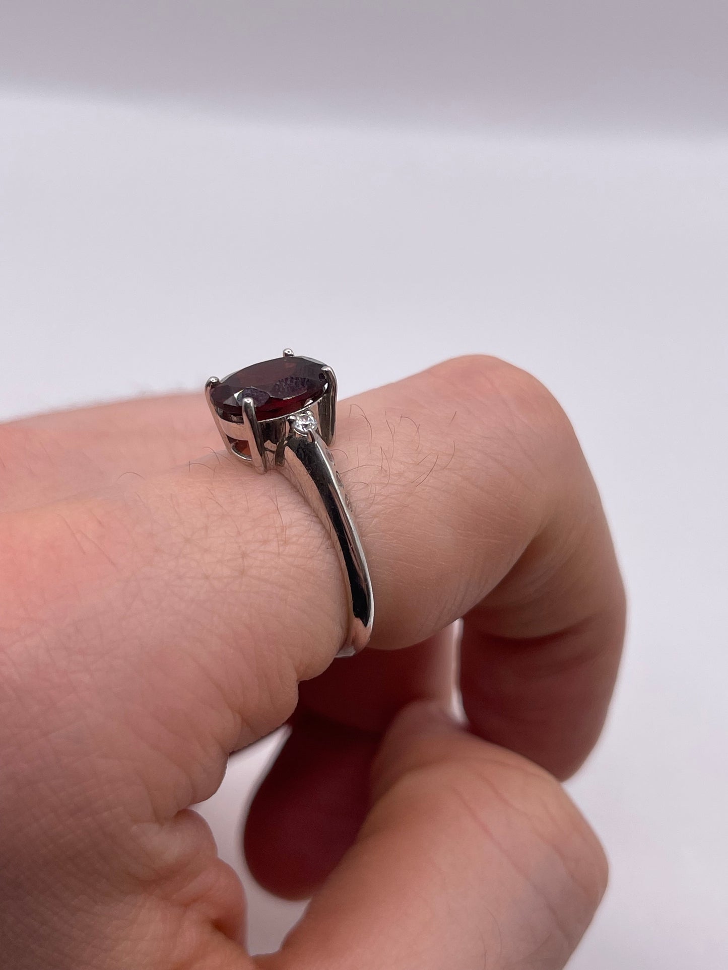 Silver garnet ring