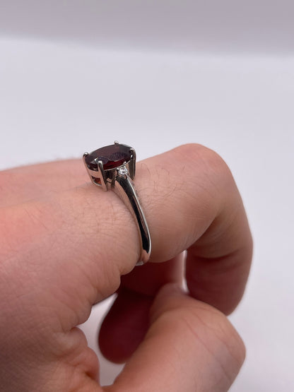 Silver garnet ring