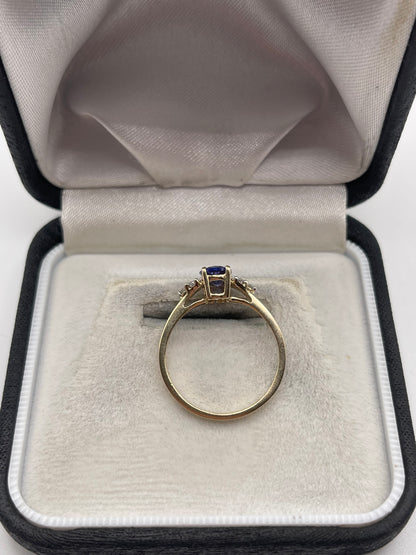 9ct gold tanzanite and zircon ring