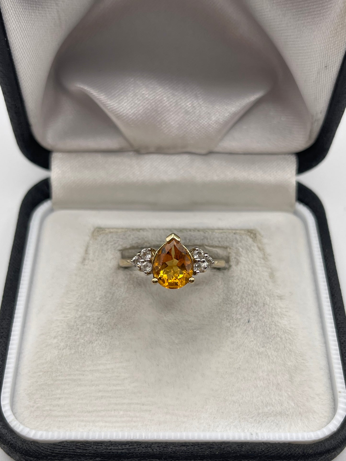 9ct gold citrine and zircon ring