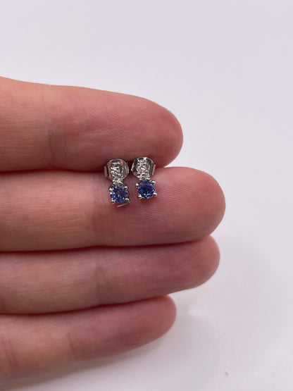14ct white gold tanzanite and zircon earrings