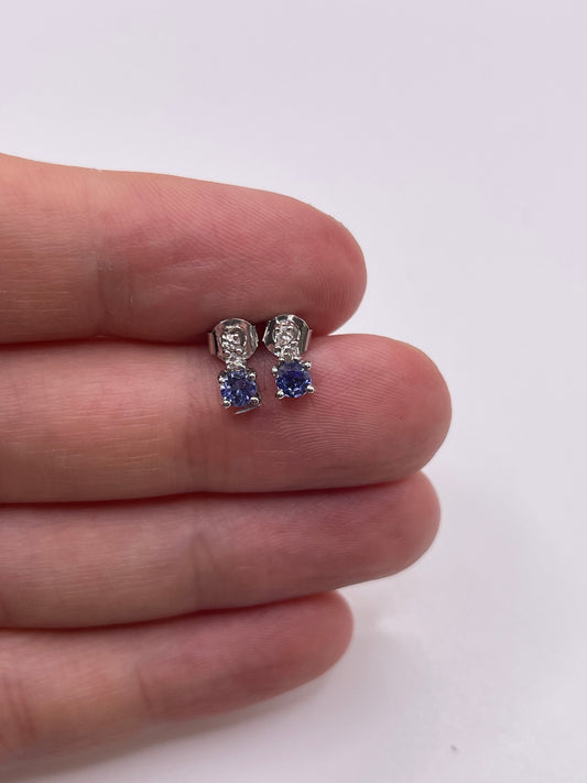14ct white gold tanzanite and zircon earrings