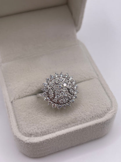 18ct white gold diamond cluster ring