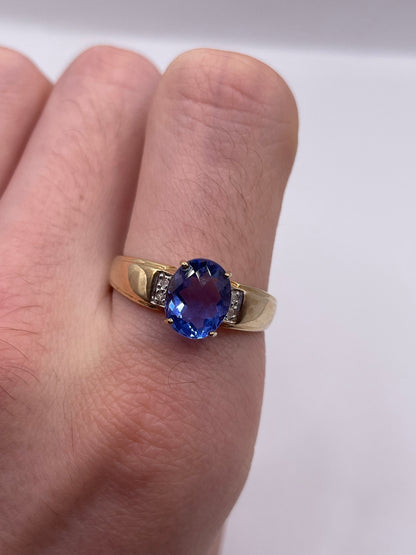 9ct gold fluorite and diamond ring