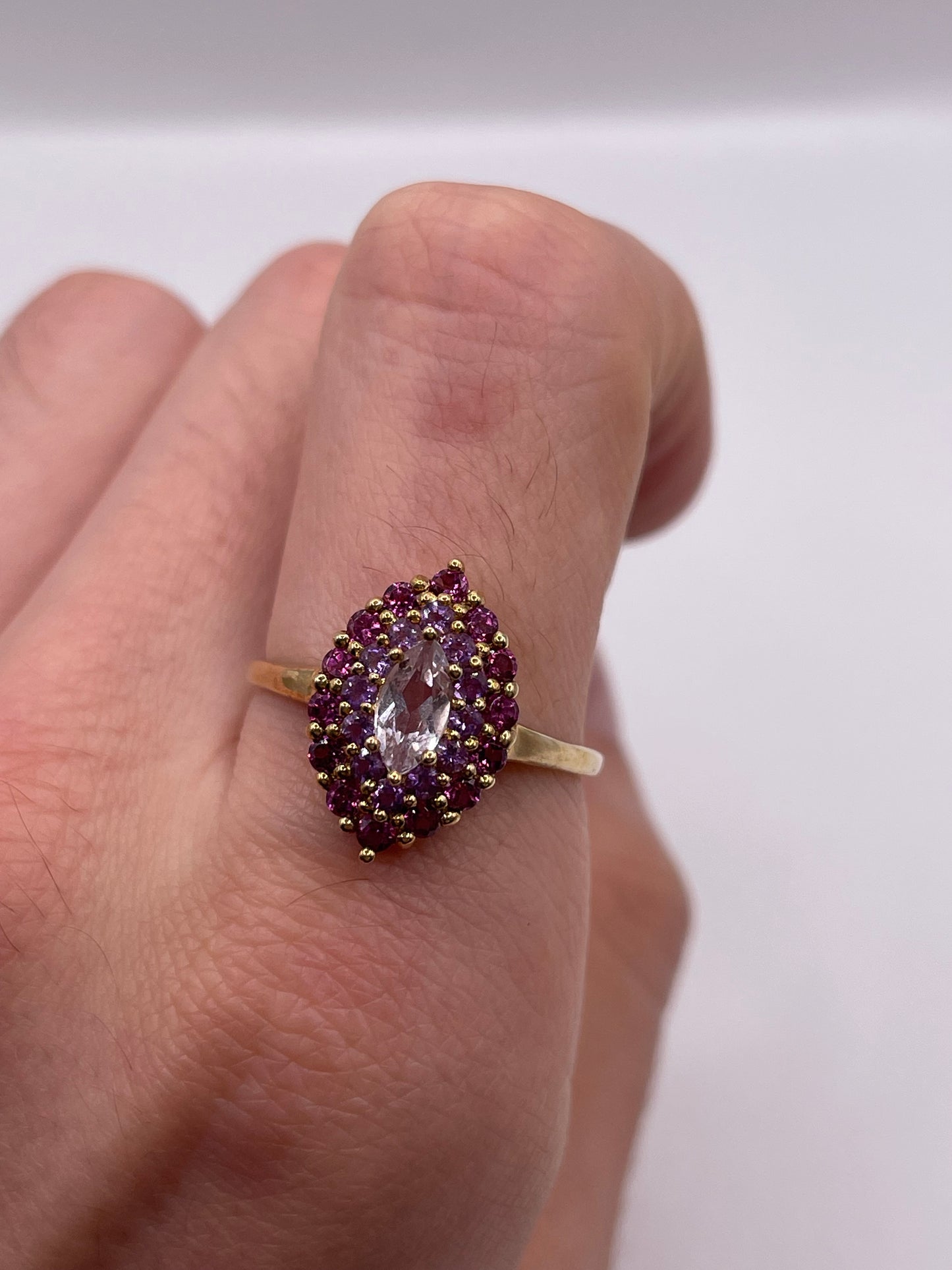 9ct gold multi gemstone cluster ring