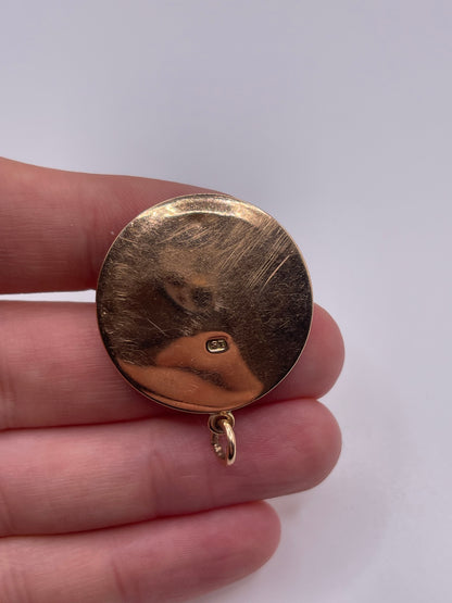Antique 15ct gold enamel locket pendant