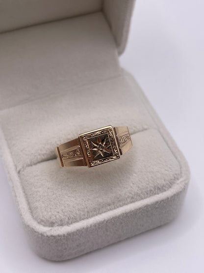 9ct gold diamond signet ring