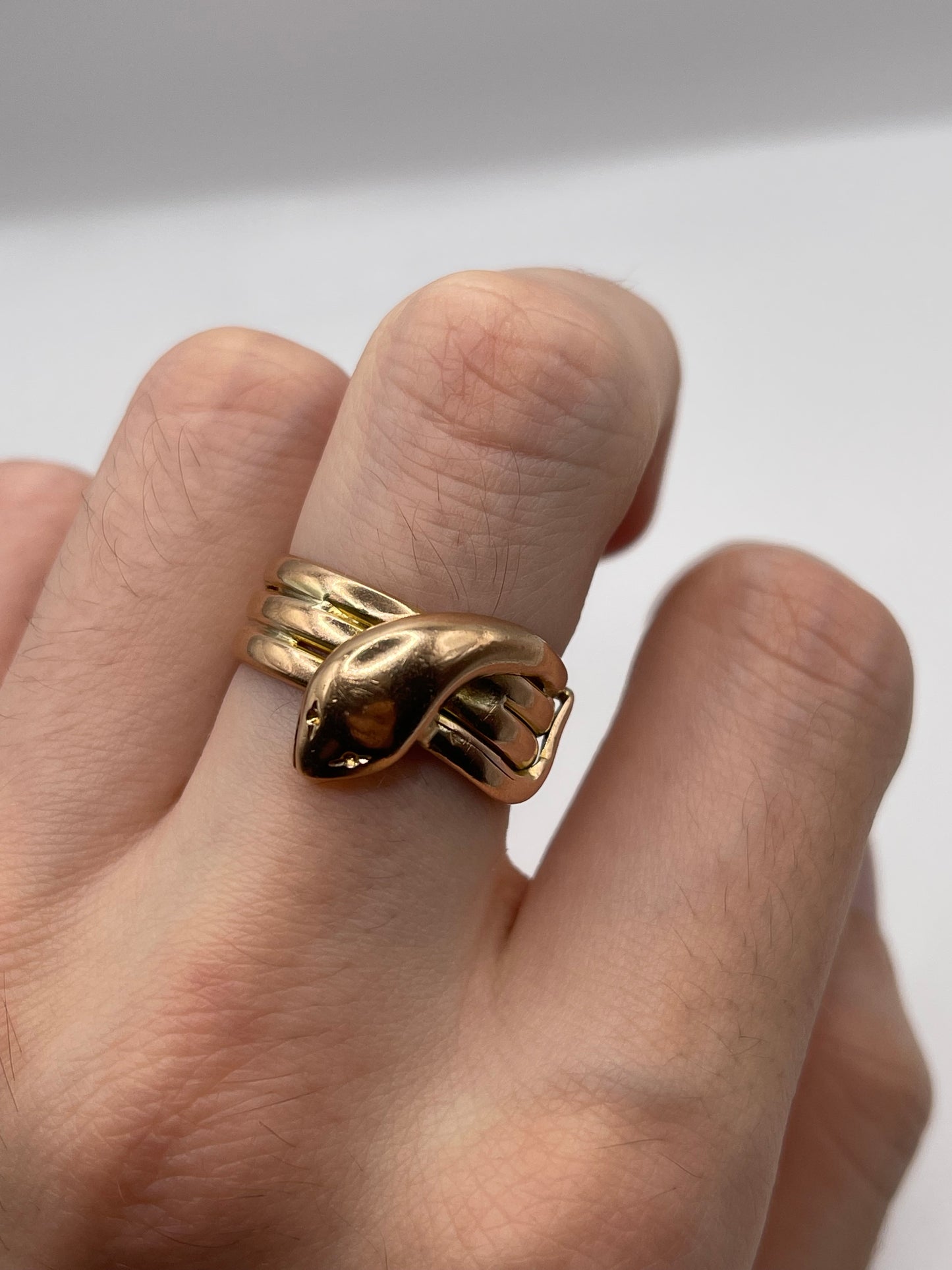Antique 9ct rose gold snake ring