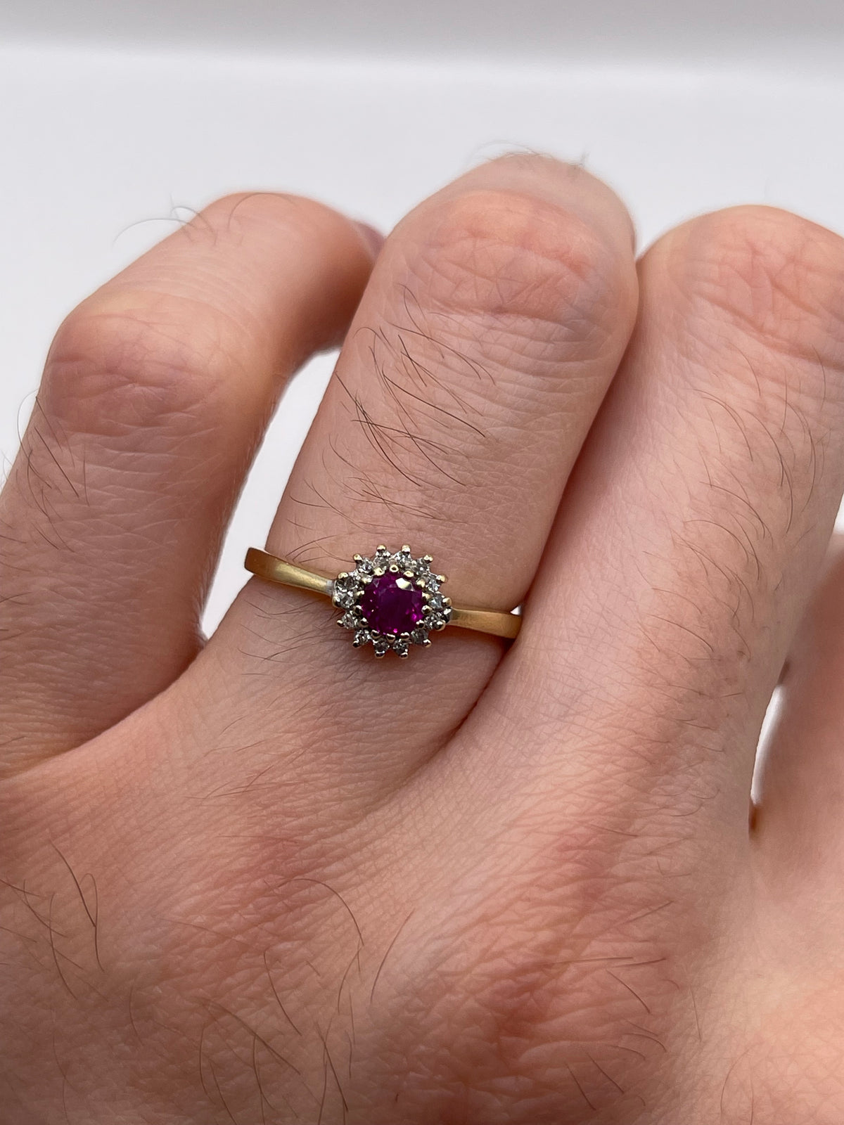 9ct gold ruby and diamond ring