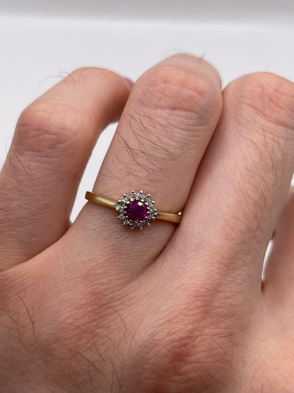 9ct gold ruby and diamond ring