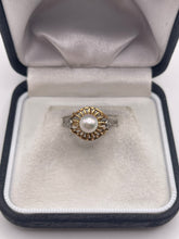 Load image into Gallery viewer, 14ct gold pearl and diamond ring
