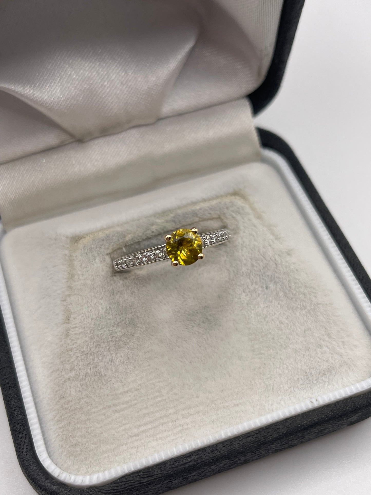 9ct gold sphene and zircon ring