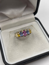 Load image into Gallery viewer, 9ct gold multi coloured sapphire and diamond ring

