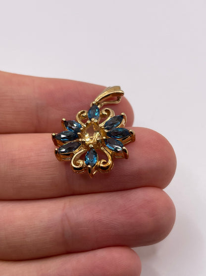 9ct gold citrine and topaz pendant