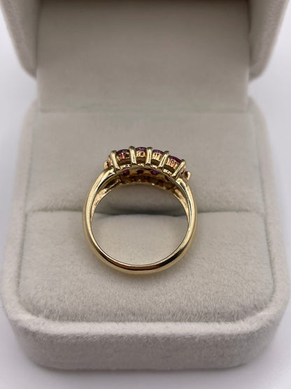 9ct gold ruby cluster ring