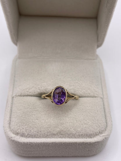 9ct gold amethyst ring