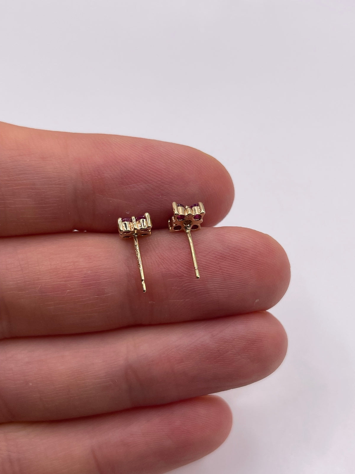 9ct gold ruby and diamond earrings