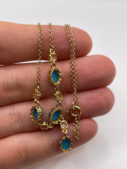 9ct gold turquoise and pearl necklace