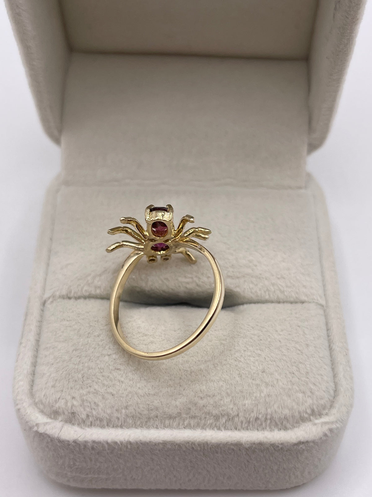 9ct gold almandine garnet and diamond spider ring