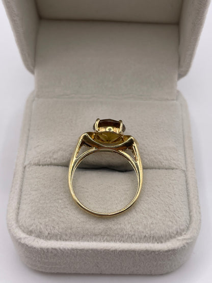9ct gold citrine and diamond ring