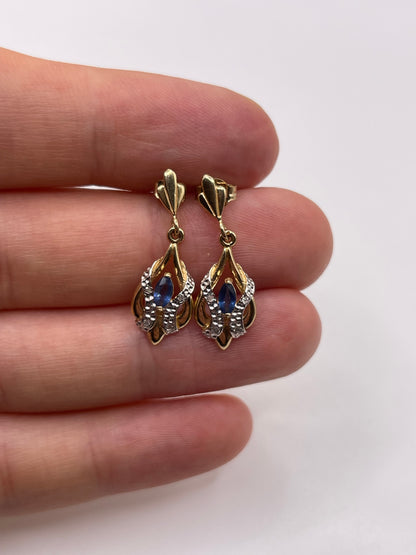 9ct gold sapphire and diamond earrings