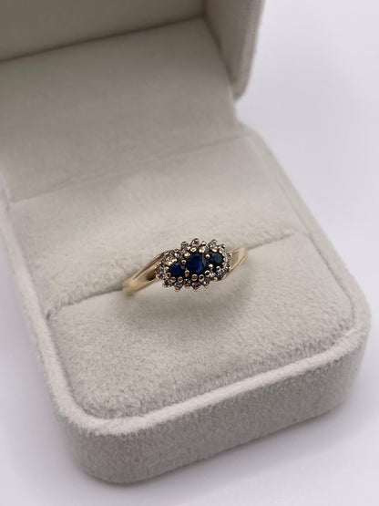 9ct gold sapphire and diamond ring