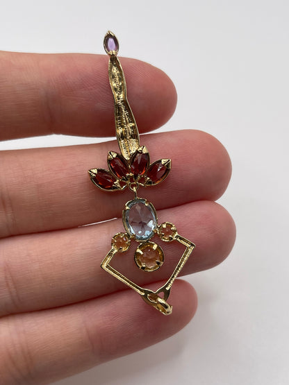 9ct gold multi gemstone ballerina pendant