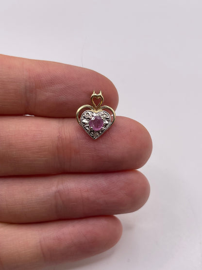 9ct gold ruby and diamond pendant